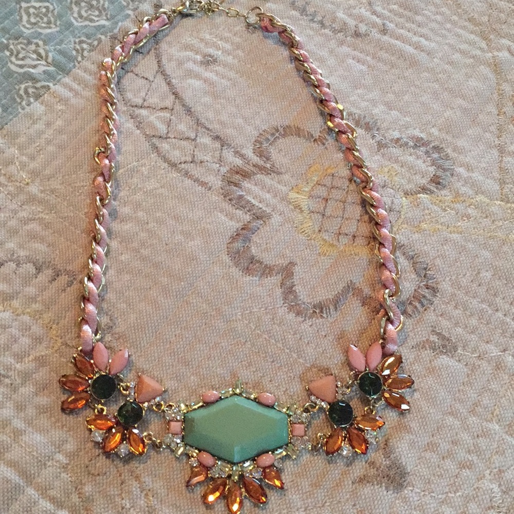 Beautiful gold and pink rose necklace